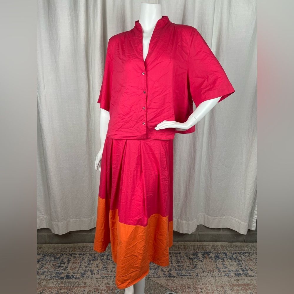 MAYA NEGRI Colorblock Two Piece Set Skirt and Top Set Orange/ Pink Women’s Large
